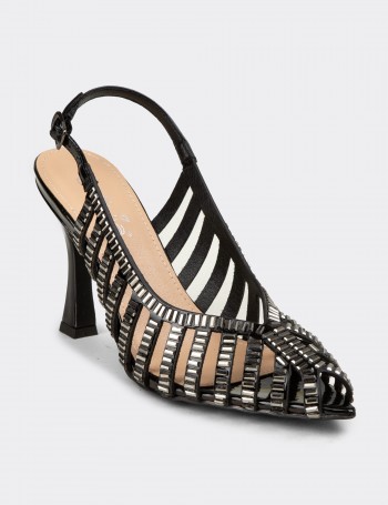 Kadın Siyah Slingback Abiye Ayakkabı