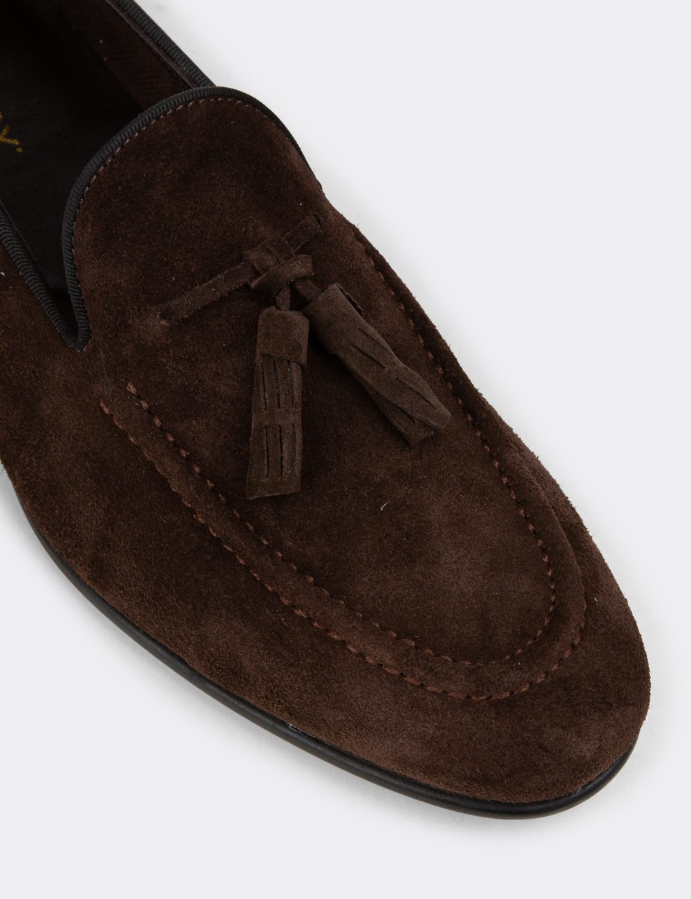 Hakiki Süet Kahverengi Erkek Loafer Ayakkabı - 01701MKHVC91