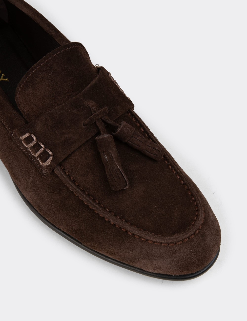 Erkek Kahverengi Süet Püsküllü Loafer - 02052MKHVC01