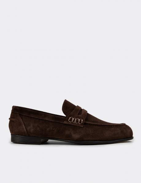 Erkek Hakiki Süet Kahverengi Loafer