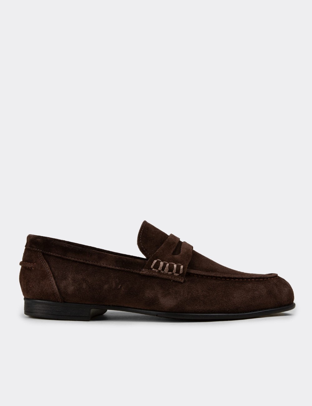 Erkek Hakiki Süet Kahverengi Loafer - 02051MKHVC01