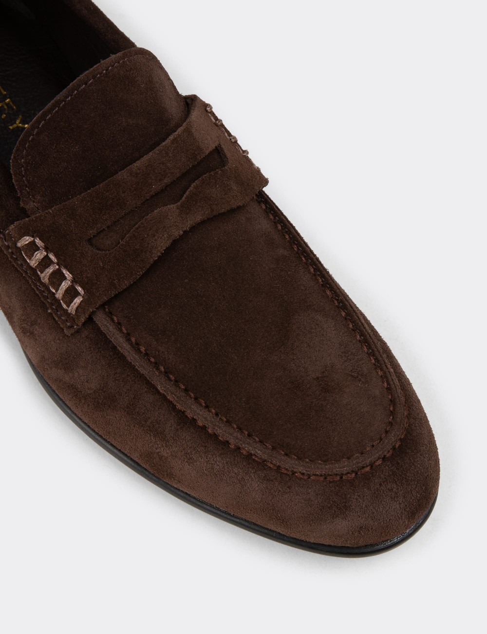 Erkek Hakiki Süet Kahverengi Loafer - 02051MKHVC01