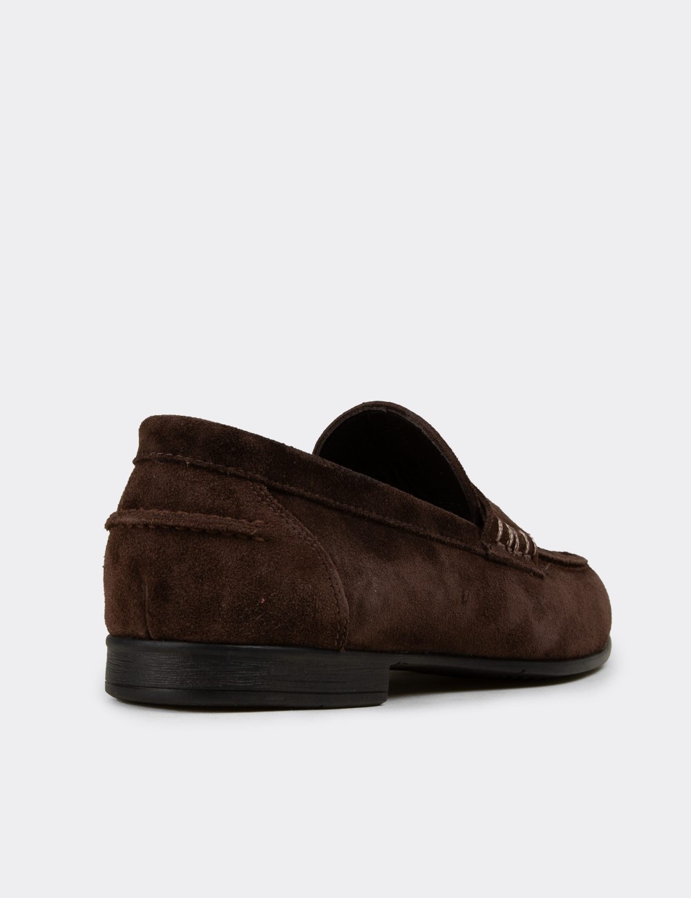 Erkek Hakiki Süet Kahverengi Loafer - 02051MKHVC01