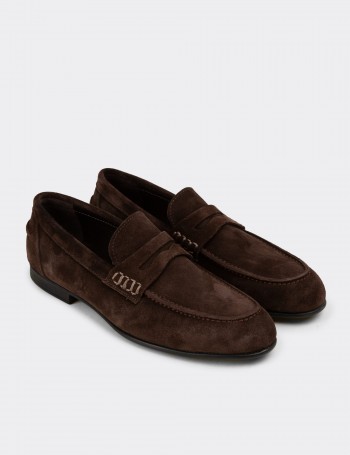Erkek Hakiki Süet Kahverengi Loafer