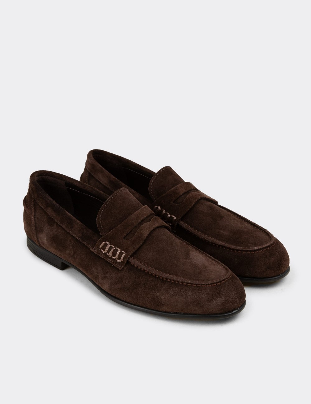 Erkek Hakiki Süet Kahverengi Loafer - 02051MKHVC01