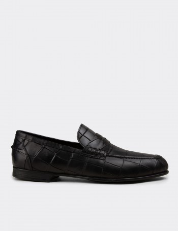 Erkek Hakiki Deri Siyah Loafer