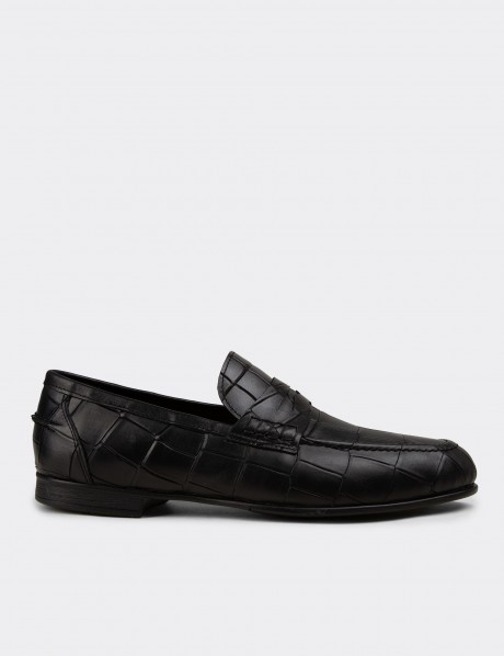 Erkek Hakiki Deri Siyah Loafer