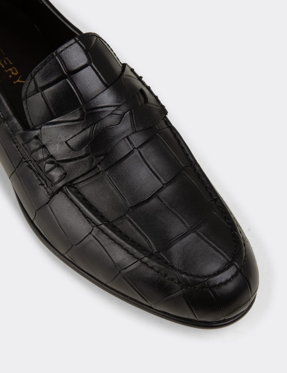 Erkek Hakiki Deri Siyah Loafer - 02049MSYHC01