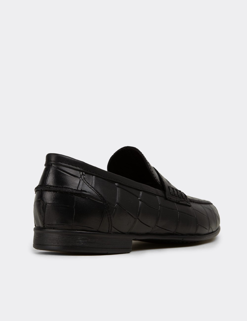 Erkek Hakiki Deri Siyah Loafer - 02049MSYHC01