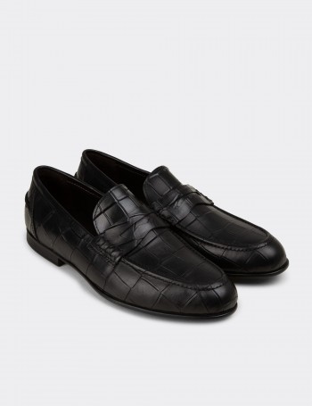 Erkek Hakiki Deri Siyah Loafer