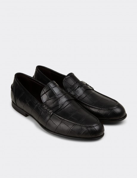 Erkek Hakiki Deri Siyah Loafer
