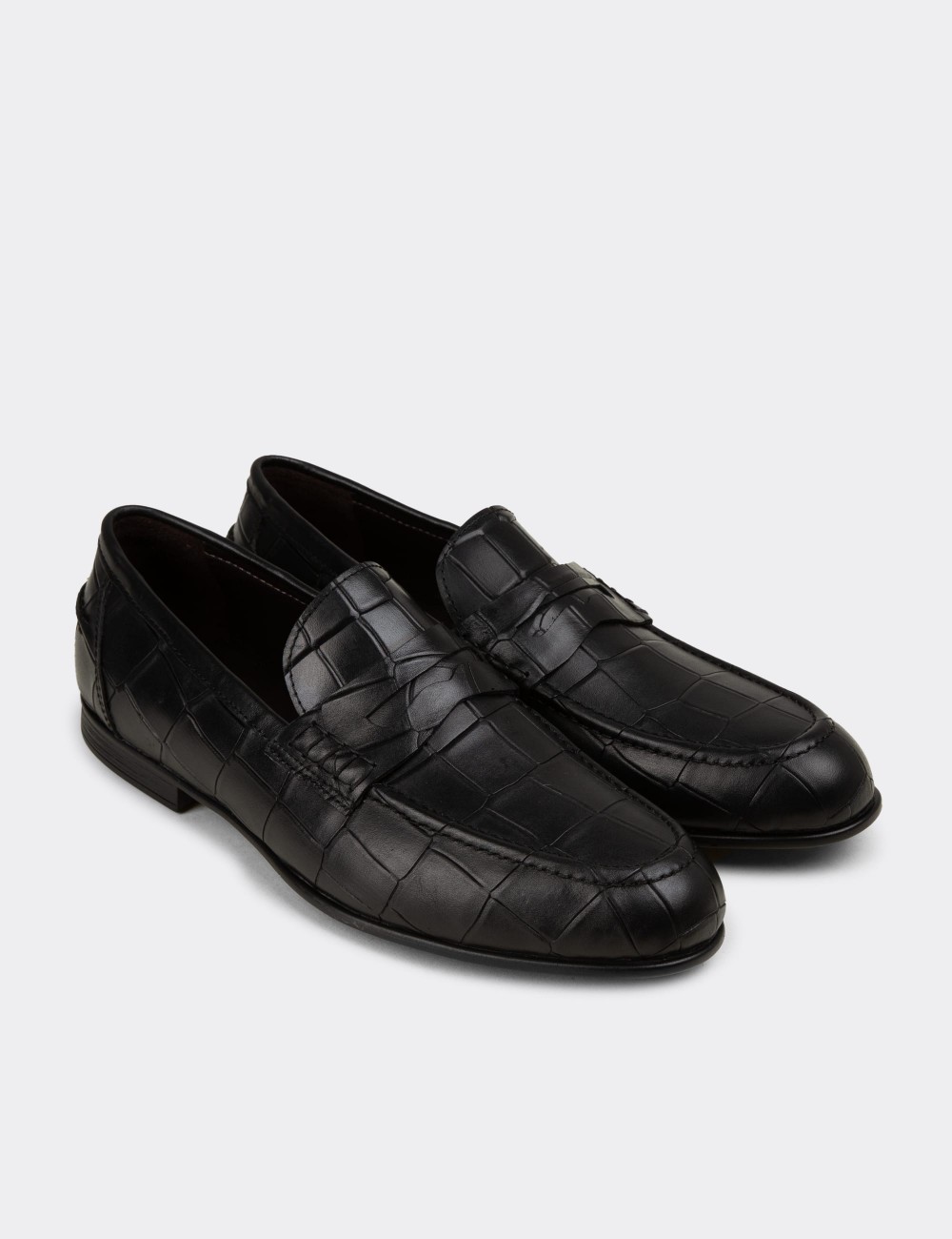 Erkek Hakiki Deri Siyah Loafer - 02049MSYHC01