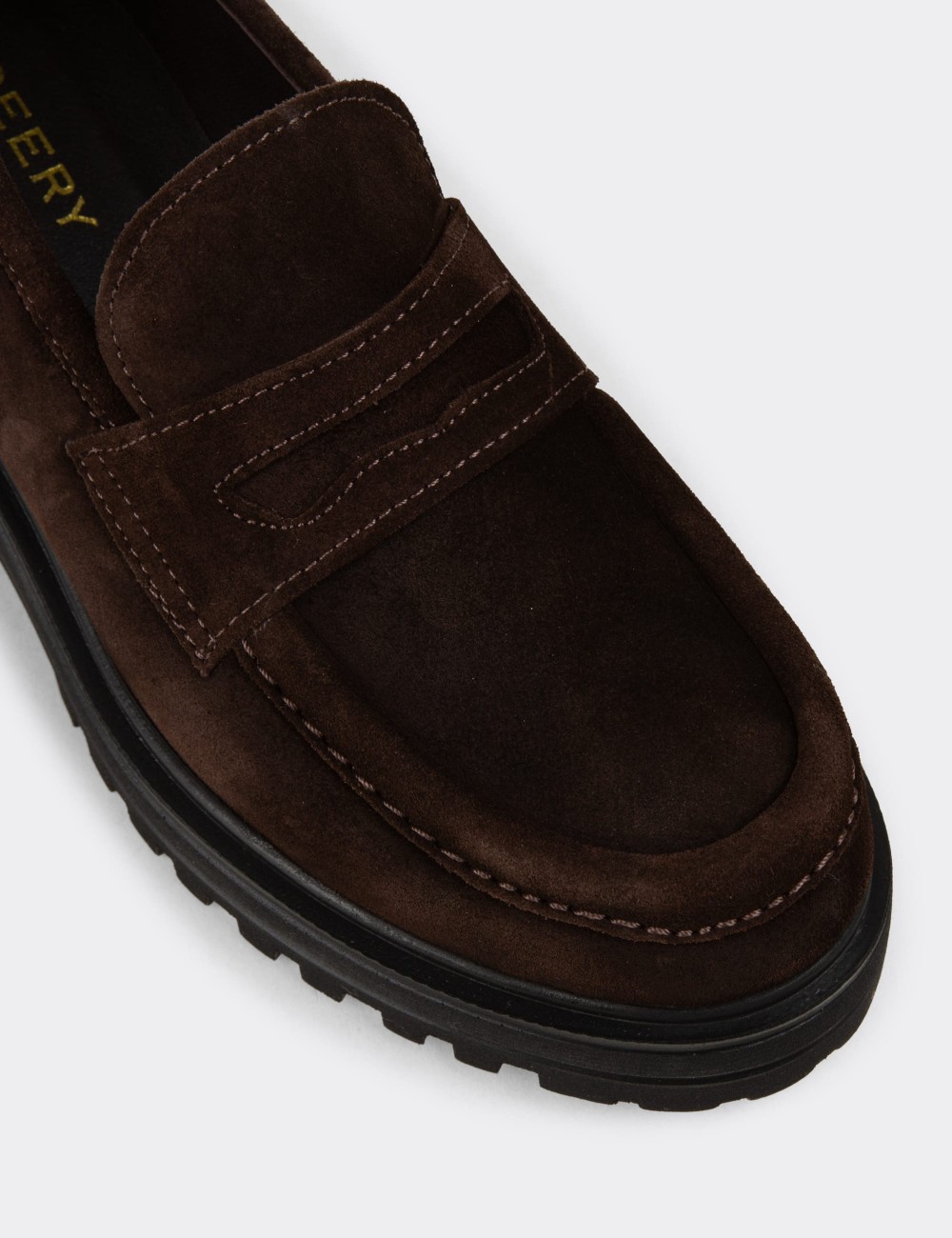 Kadın Hakiki Süet Kahverengi Loafer Ayakkabı - 01903ZKHVE01