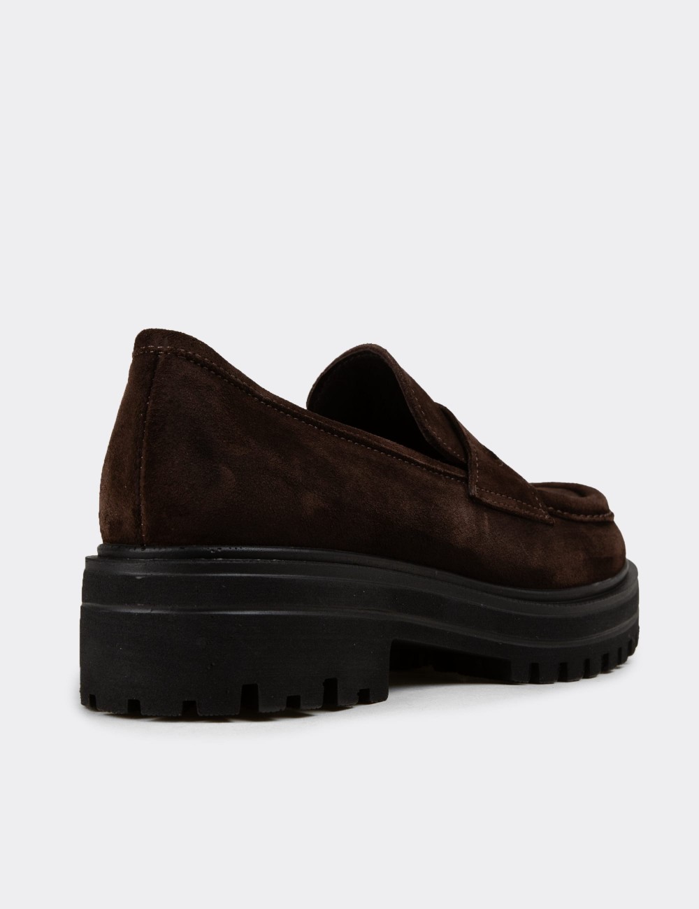 Kadın Hakiki Süet Kahverengi Loafer Ayakkabı - 01903ZKHVE01
