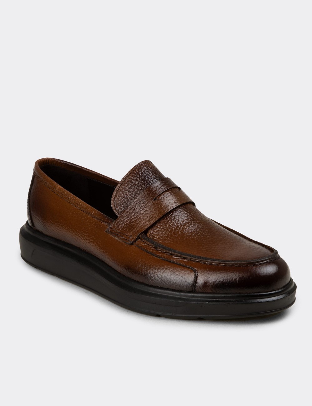 Erkek Taba Renk Hakiki Deri Comfort Loafer - 01564MTBAP11
