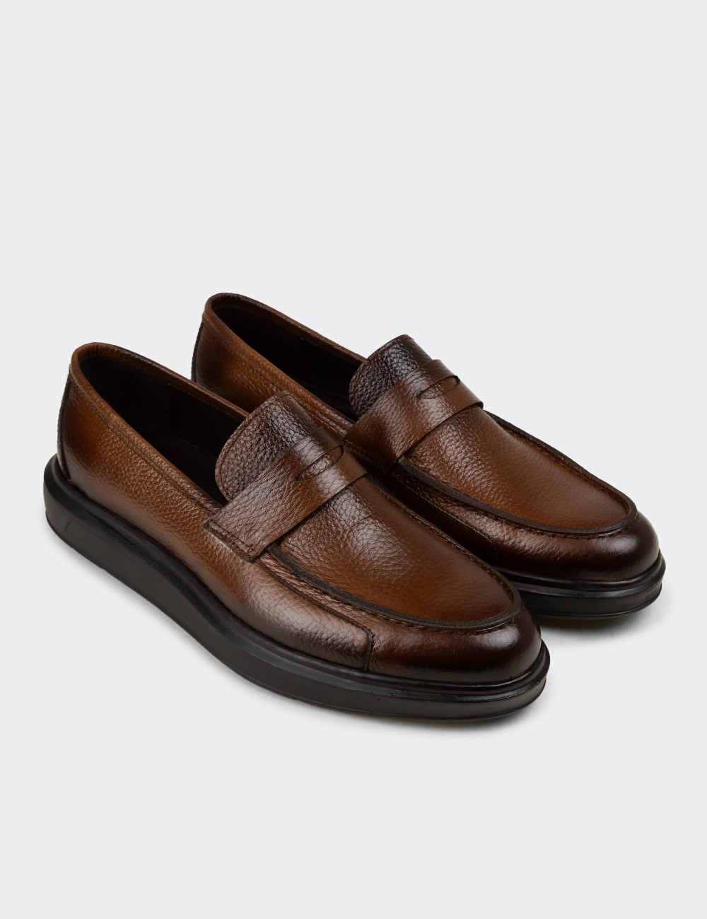 Erkek Taba Renk Hakiki Deri Comfort Loafer - 01564MTBAP11