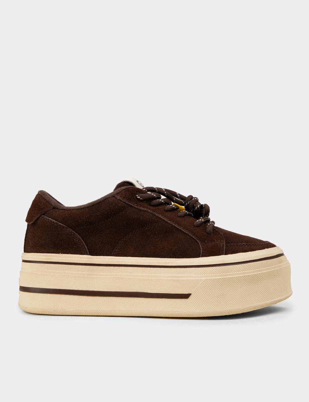 Kadın Hakiki Süet Kahverengi Sneaker Platform - 26366ZKHVC03
