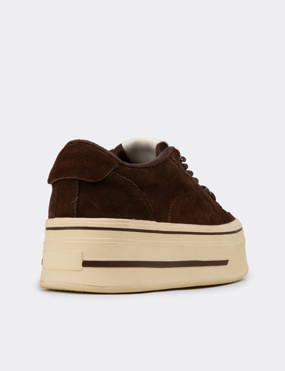 Kadın Hakiki Süet Kahverengi Sneaker Platform - 26366ZKHVC03