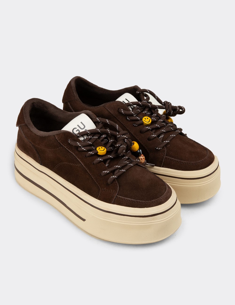 Kadın Hakiki Süet Kahverengi Sneaker Platform - 26366ZKHVC03