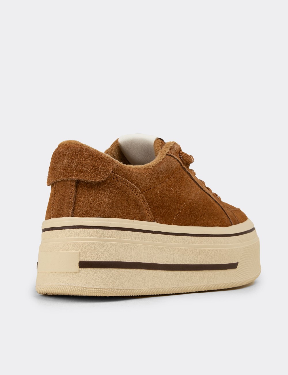 Kadın Hakiki Süet Taba Renkli Platform Sneaker - 26366ZTBAC01