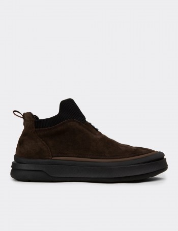 Erkek Kahverengi Hakiki Süet Sneaker Bot