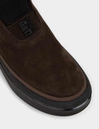 Erkek Kahverengi Hakiki Süet Sneaker Bot - 26554MKHVC01