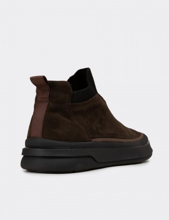 Erkek Kahverengi Hakiki Süet Sneaker Bot - 26554MKHVC01