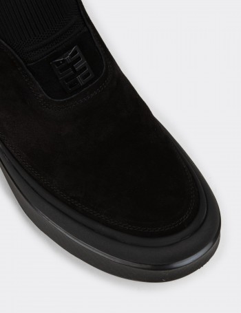 Erkek Siyah Hakiki Süet Sneaker Bot - 26554MSYHC01