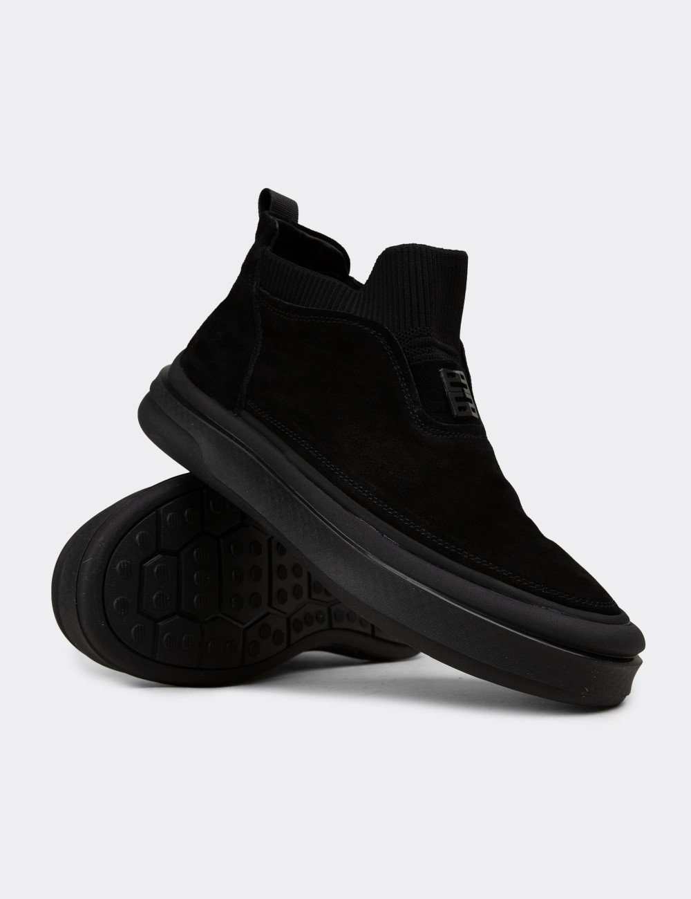 Erkek Siyah Hakiki Süet Sneaker Bot - 26554MSYHC01