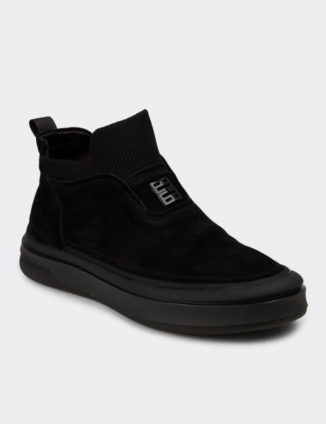 Erkek Siyah Hakiki Süet Sneaker Bot