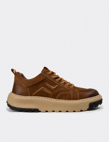 Erkek Hakiki Süet Taba Rengi Sneaker Ayakkabı