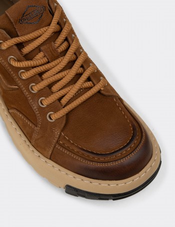 Erkek Hakiki Süet Taba Rengi Sneaker Ayakkabı