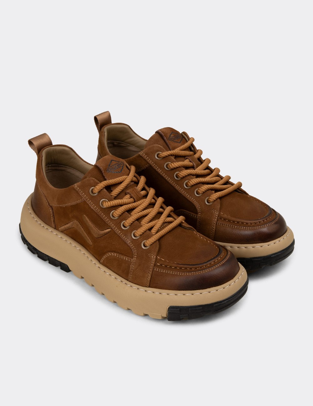 Erkek Hakiki Süet Taba Rengi Sneaker Ayakkabı - 25552MTBAC01