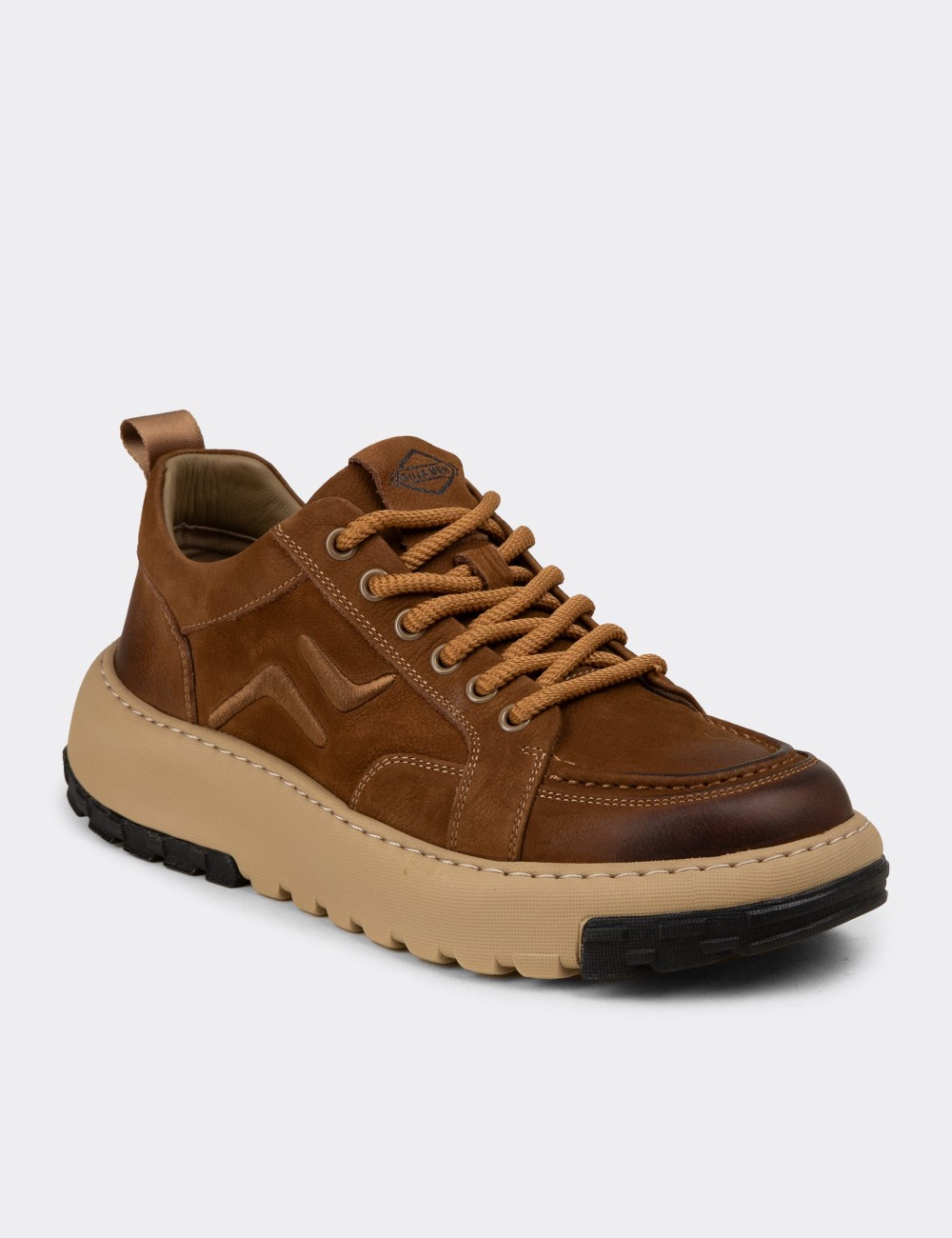 Erkek Hakiki Süet Taba Rengi Sneaker Ayakkabı - 25552MTBAC01