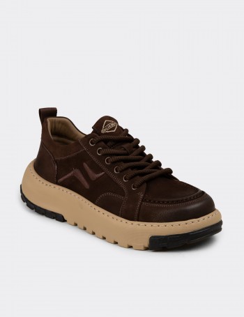 Erkek Hakiki Süet Kahverengi Sneaker Ayakkabı