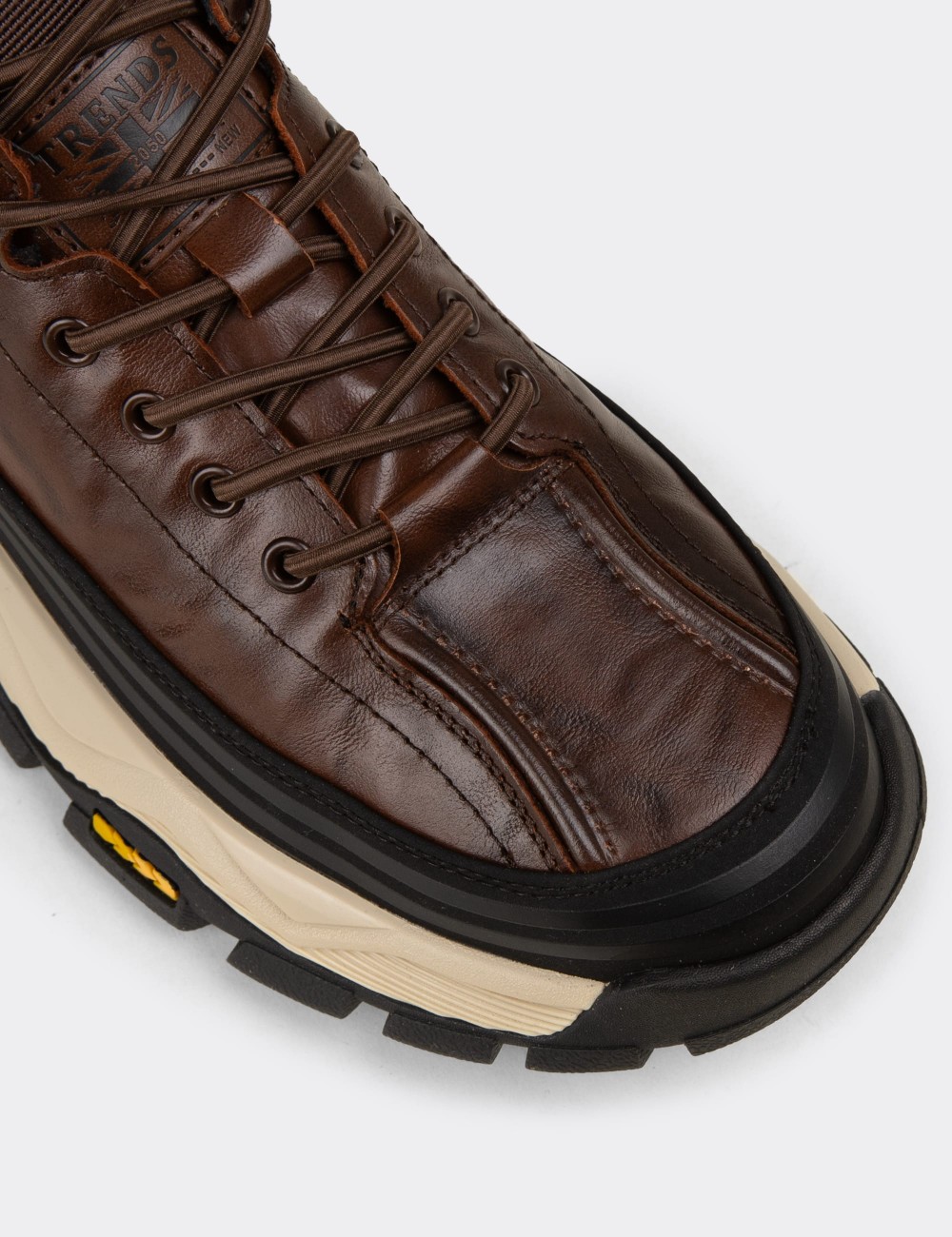 Erkek Kahverengi Hakiki Deri Sneaker Ayakkabı - 26570MKHVC01