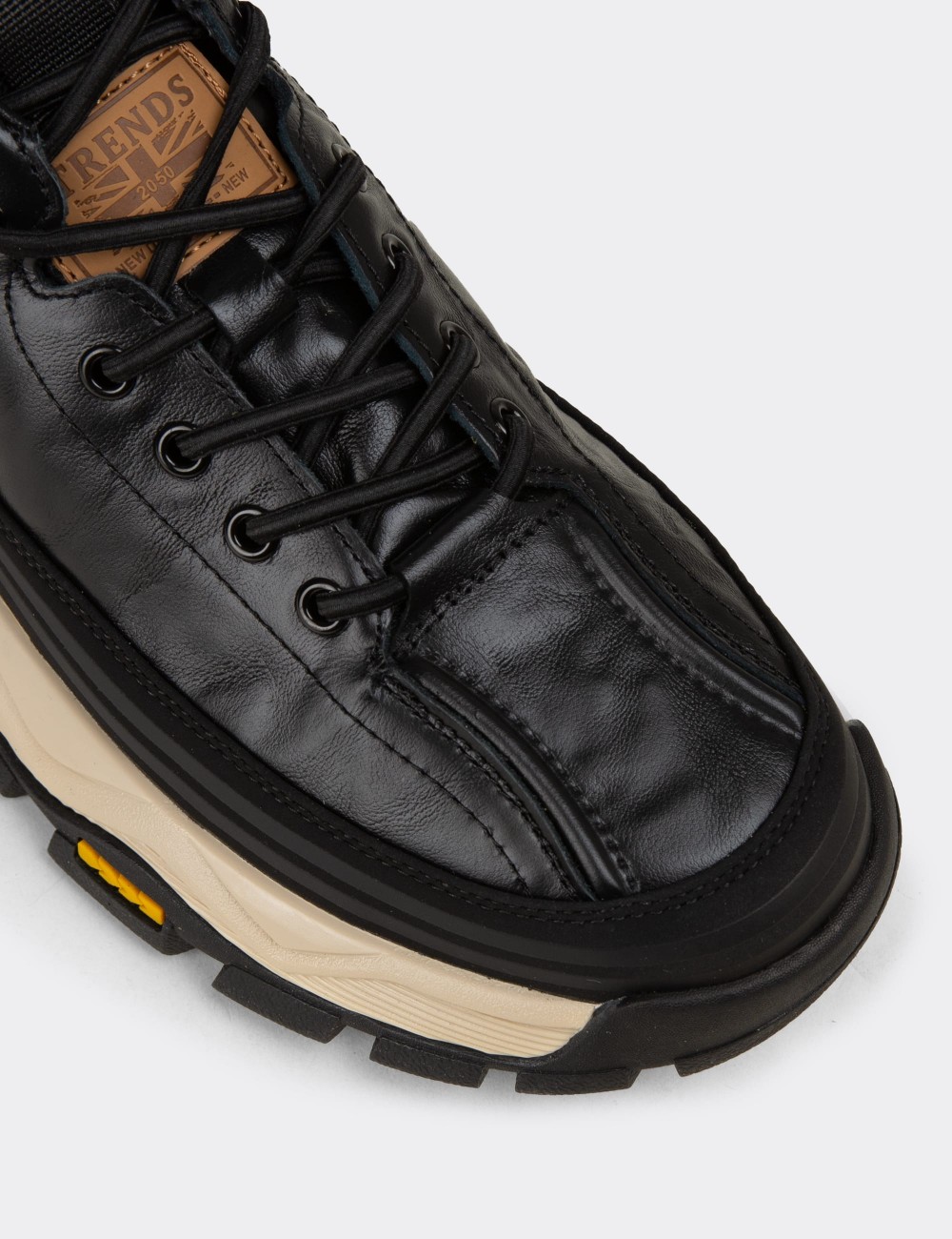 Erkek Hakiki Deri Siyah Sneaker Ayakkabı - 26570MSYHC01