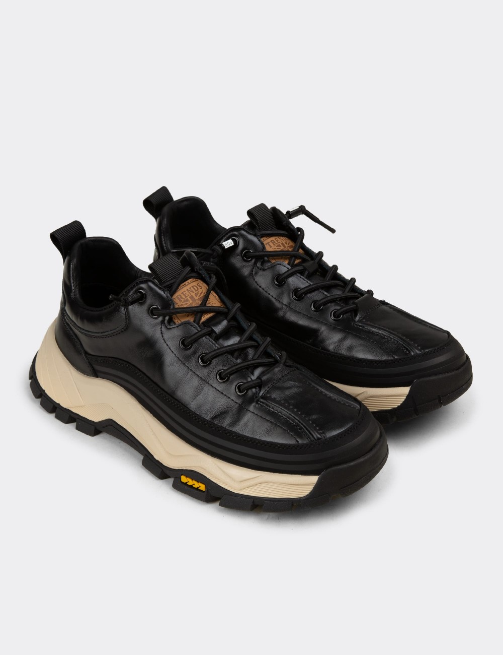 Erkek Hakiki Deri Siyah Sneaker Ayakkabı - 26570MSYHC01