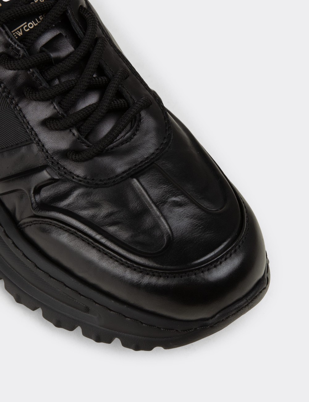 Erkek Hakiki Deri Siyah Sneaker Ayakkabı - 26548MSYHE01