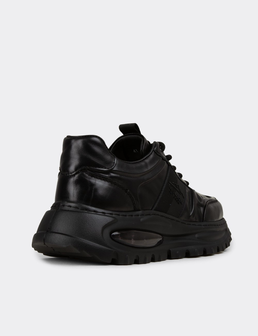 Erkek Hakiki Deri Siyah Sneaker Ayakkabı - 26548MSYHE01