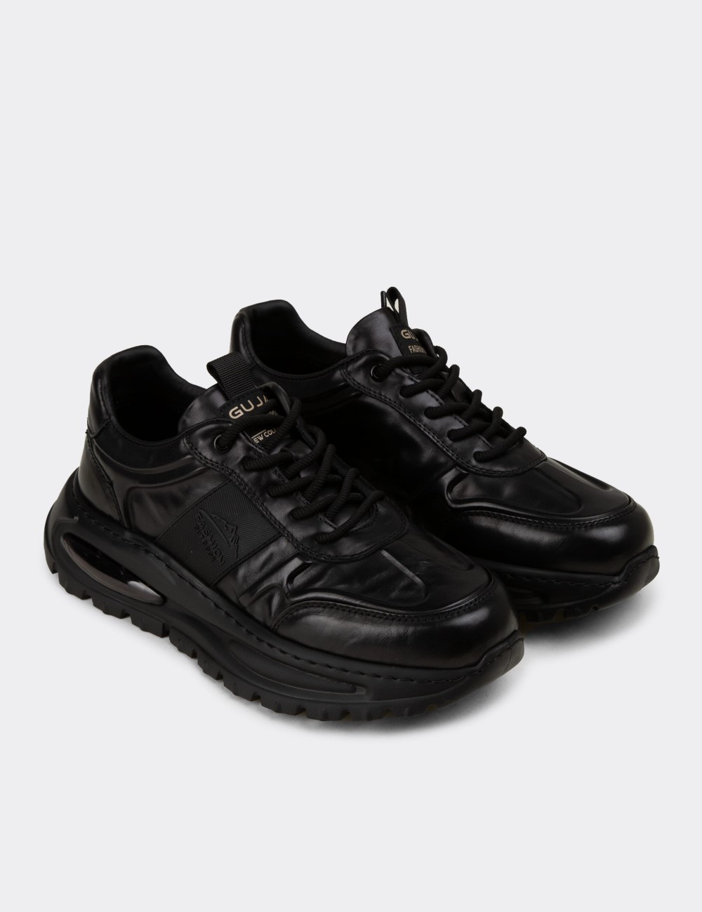 Erkek Hakiki Deri Siyah Sneaker Ayakkabı - 26548MSYHE01