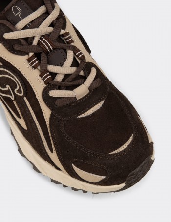 Kadın Hakiki Süet Kahverengi Sneaker Ayakkabı - 26368ZKHVZ01