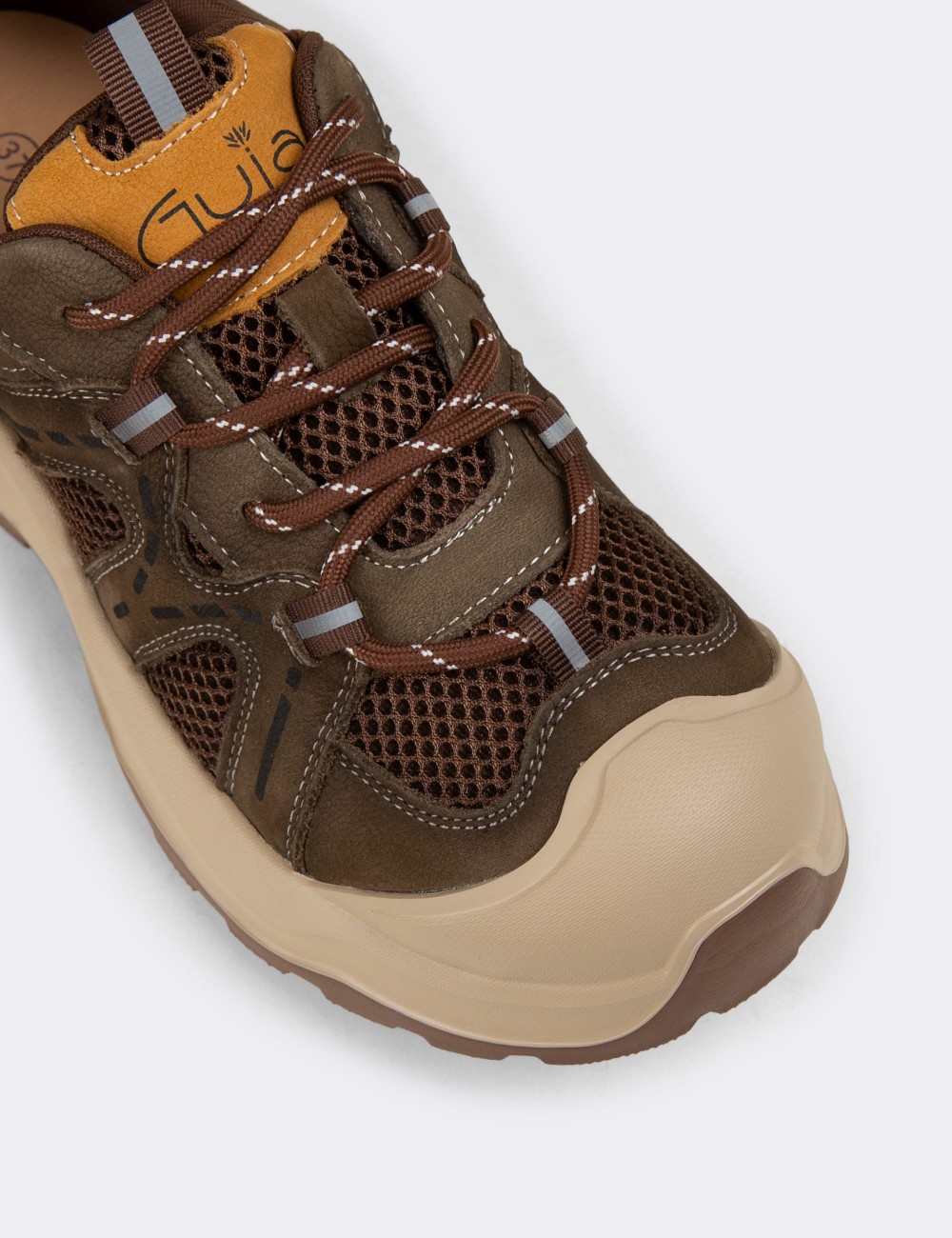 Kadın Hakiki Süet Haki Sneakers - 26389ZHAKE01