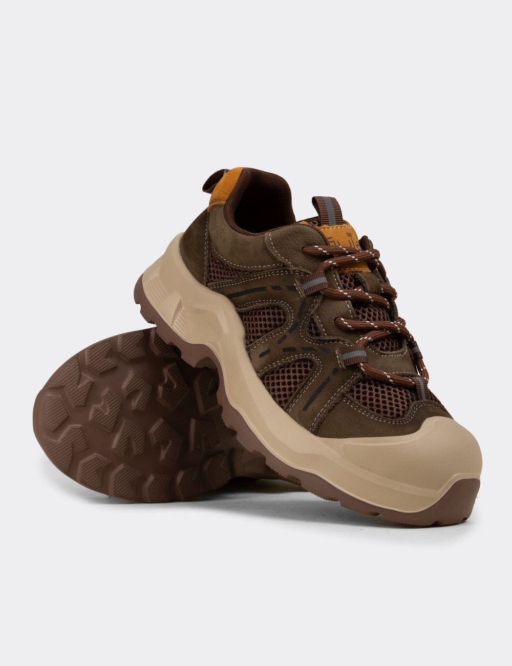 Kadın Hakiki Süet Haki Sneakers - 26389ZHAKE01