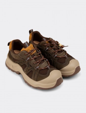 Kadın Hakiki Süet Haki Sneakers