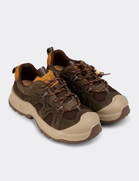 Kadın Hakiki Süet Haki Sneakers