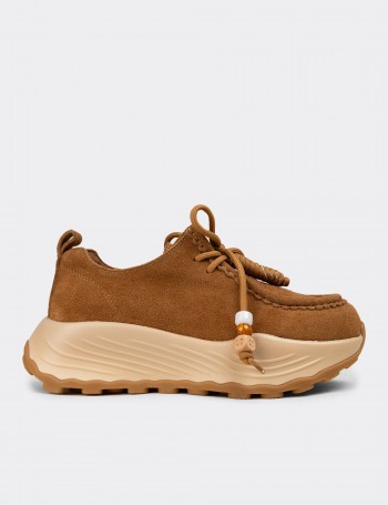 Kadın Hakiki Süet Taba Renk Sneaker