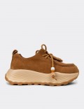 Kadın Hakiki Süet Taba Renk Sneaker