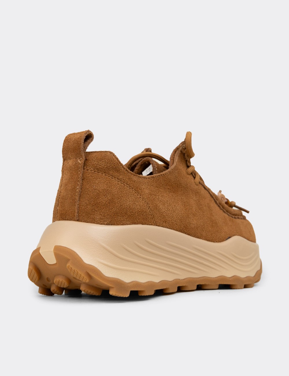Kadın Hakiki Süet Taba Renk Sneaker - 26335ZTBAC01