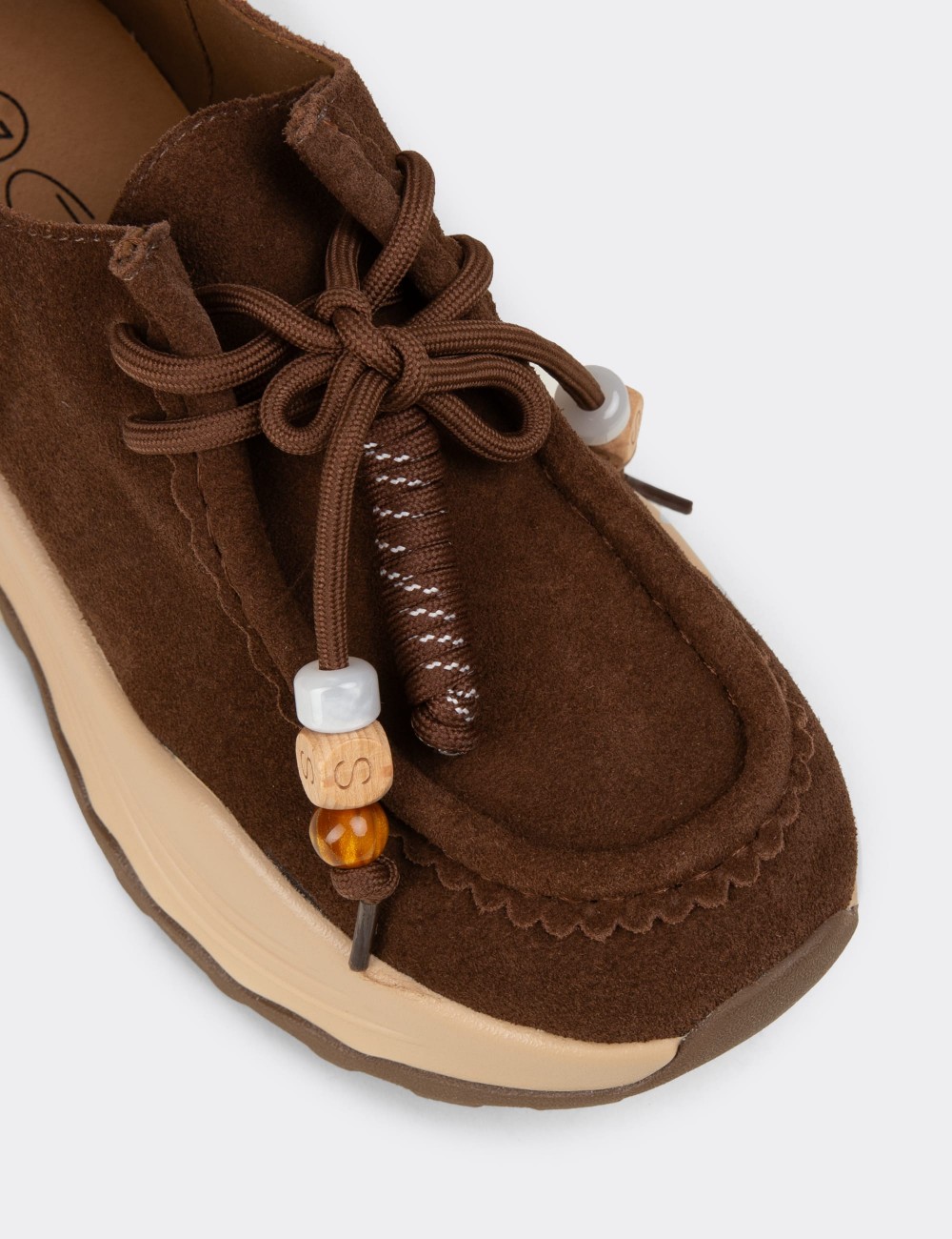 Kadın Hakiki Süet Kahverengi Sneakers - 26335ZKHVC01